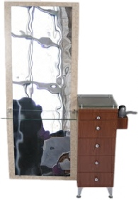 Profile station with mirror and glass counter
